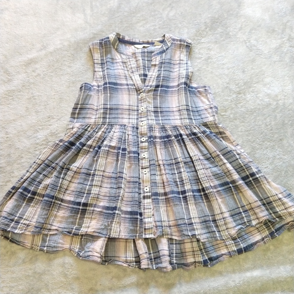 Anthropologie Sleeveless Babydoll Plaid Top